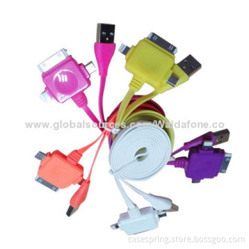Flat Noodle 3-in-1 USB Cable for iPhone5s/4, Samsung